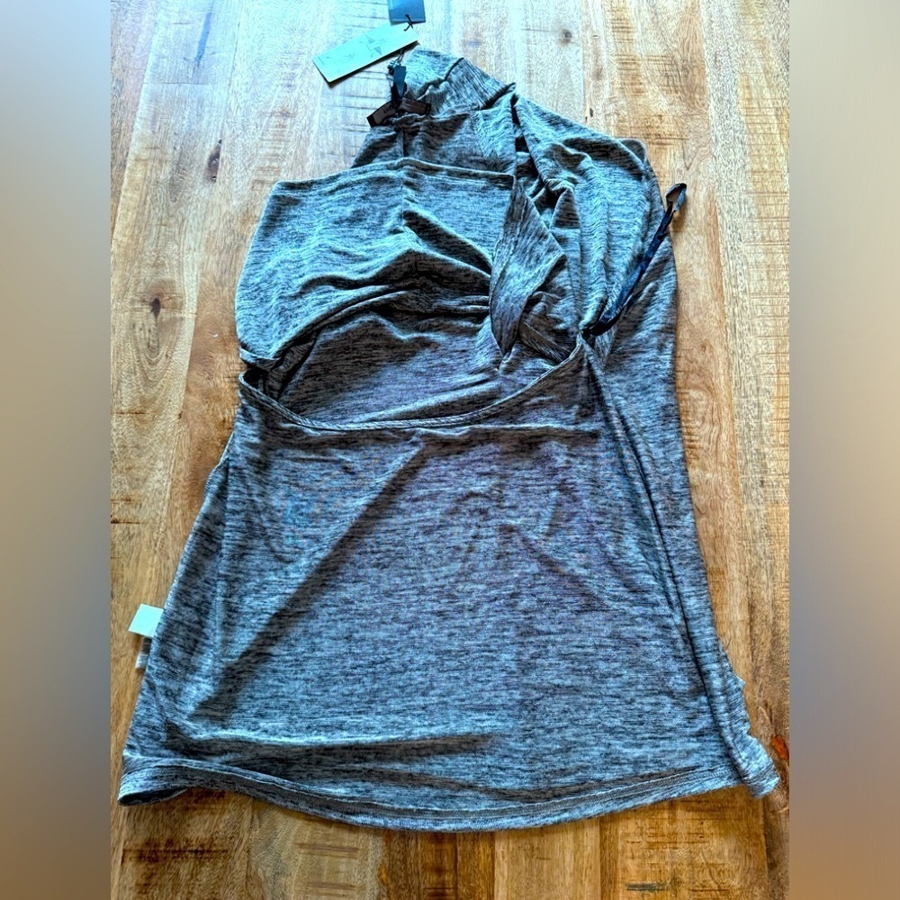 BCBG MAX AZRIA size large NWT criss cross tank top shiny gold metallic stretch
